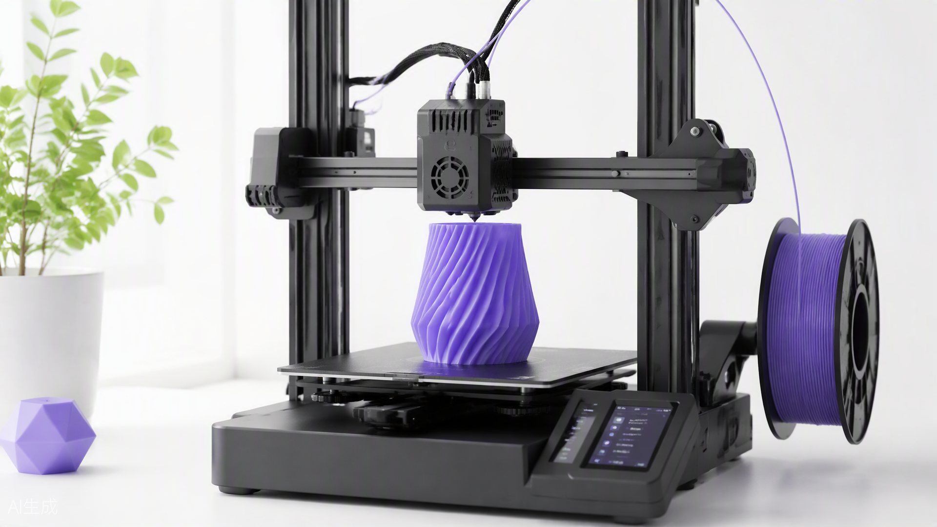 3D-принтер печатает фиолетовую вазу — 3D-печать в Гродно